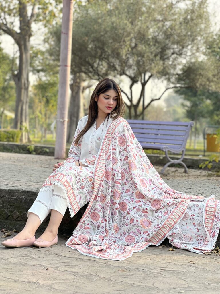 Karandi shawl suits — Style 1932